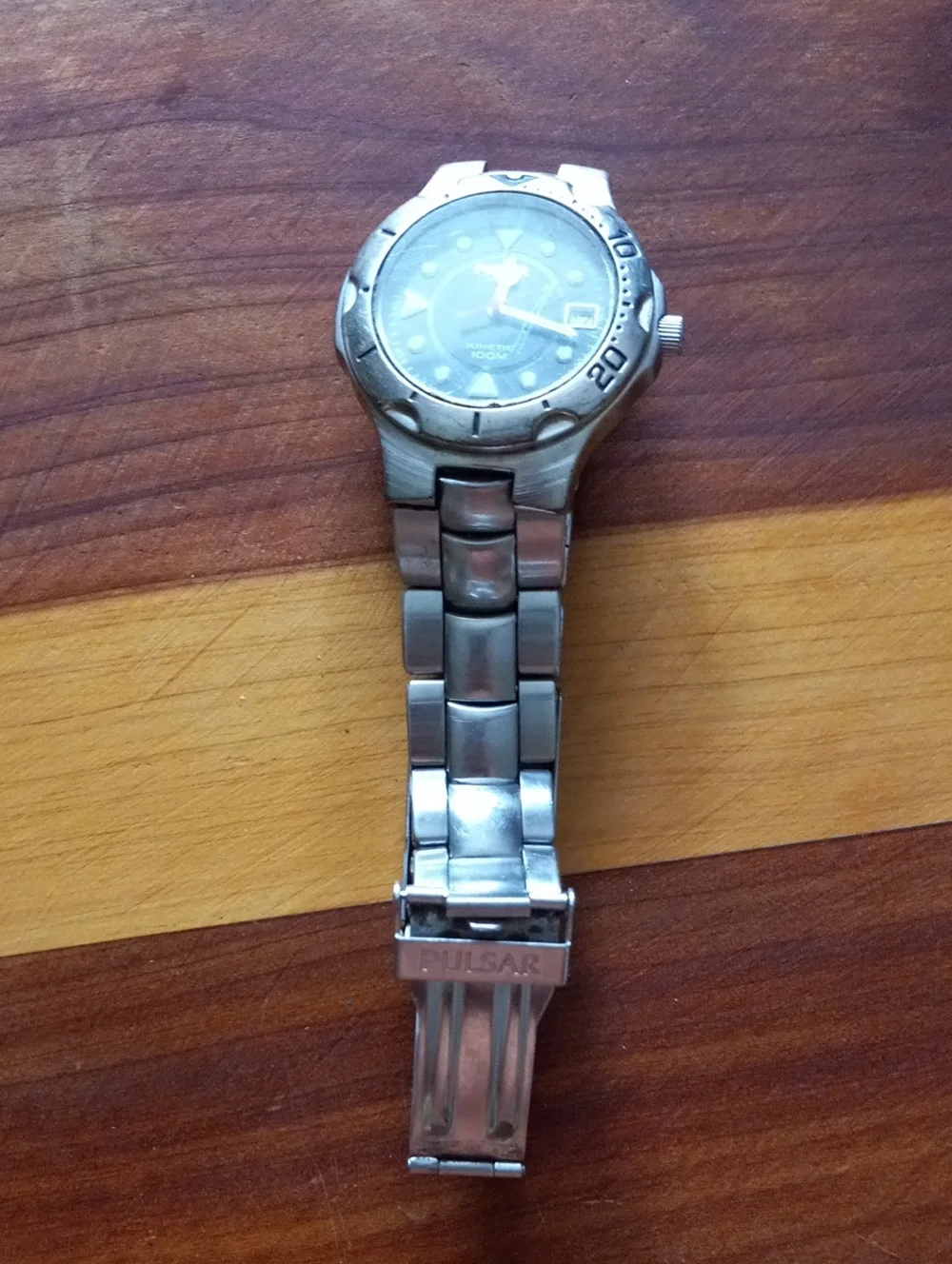 Pulsar Kinetic YT57-0B00 Stainless Steel Watch with Black Dial